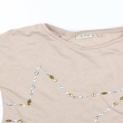 NEXT Girls Beige   Pullover Jumper Size 12 Years  - Star studded