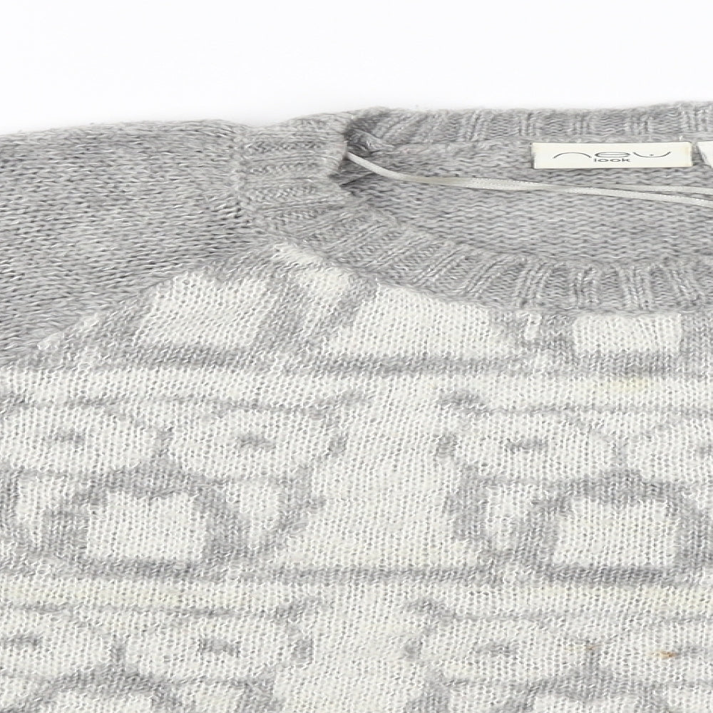 Womens UK Size 10 New Look Grey Pullover Jumper