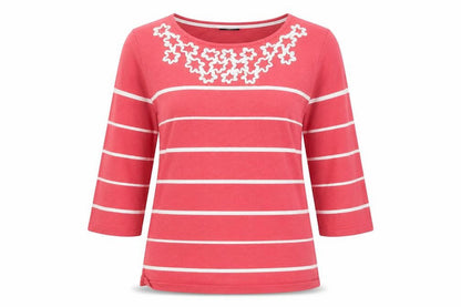 Bonmarché Womens Pink Striped Pullover Jumper Size M