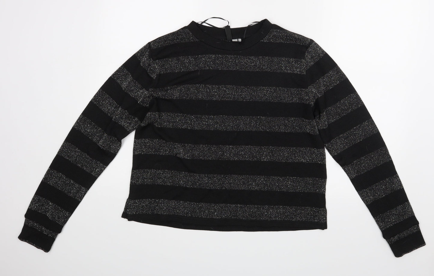 Divided Womens Black Striped  Basic Blouse Size M