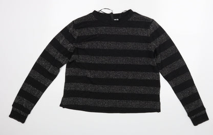 Divided Womens Black Striped  Basic Blouse Size M