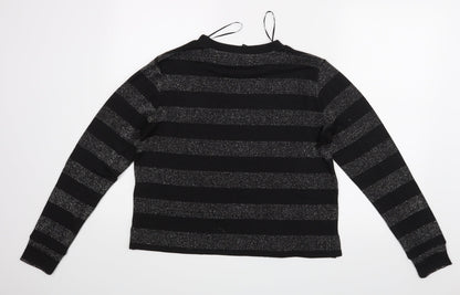 Divided Womens Black Striped  Basic Blouse Size M