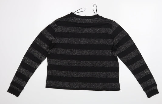 Divided Womens Black Striped  Basic Blouse Size M
