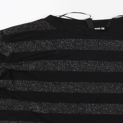 Divided Womens Black Striped  Basic Blouse Size M