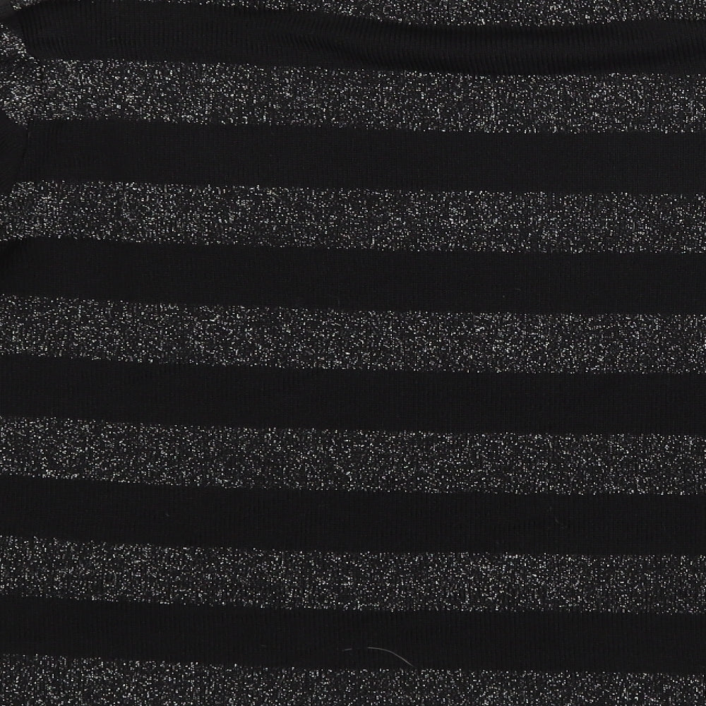Divided Womens Black Striped  Basic Blouse Size M