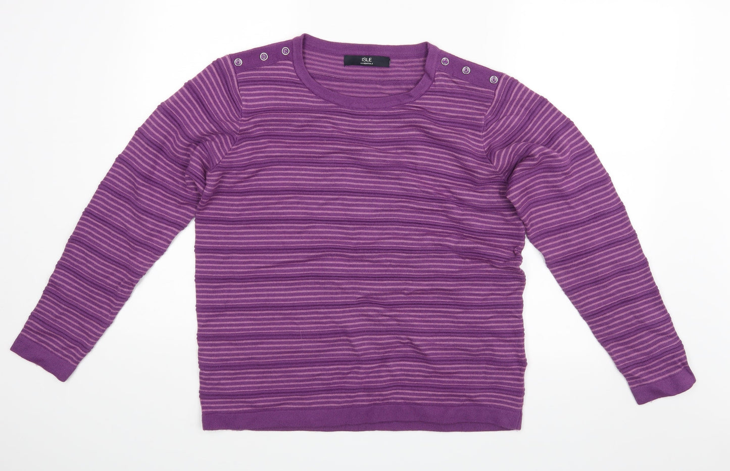ISLE Essentials Womens Purple Striped  Pullover Jumper