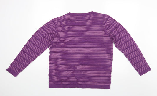 ISLE Essentials Womens Purple Striped  Pullover Jumper