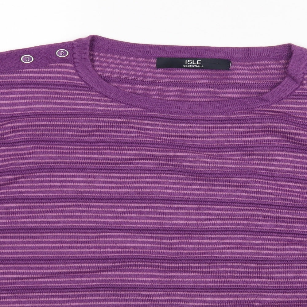 ISLE Essentials Womens Purple Striped  Pullover Jumper