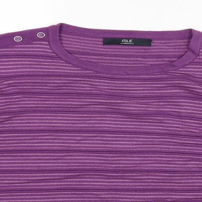 ISLE Essentials Womens Purple Striped  Pullover Jumper