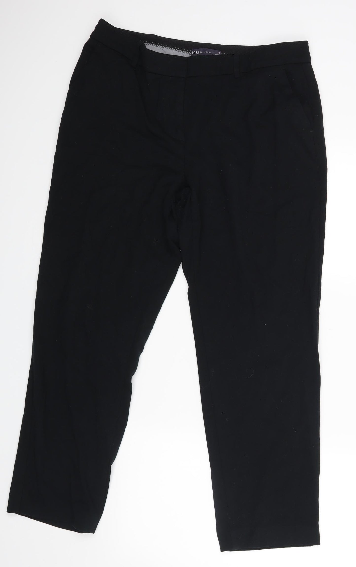 Womens UK Size 14 m&s Regular Fit Dress Pants Black Trousers