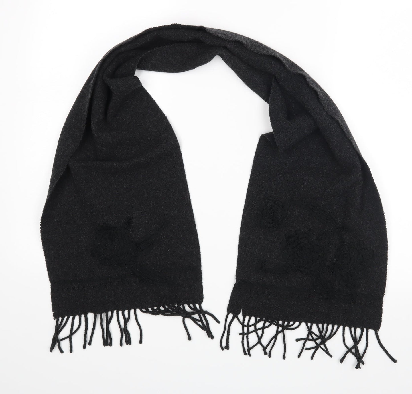 Preworn Unisex Black Floral   Scarf