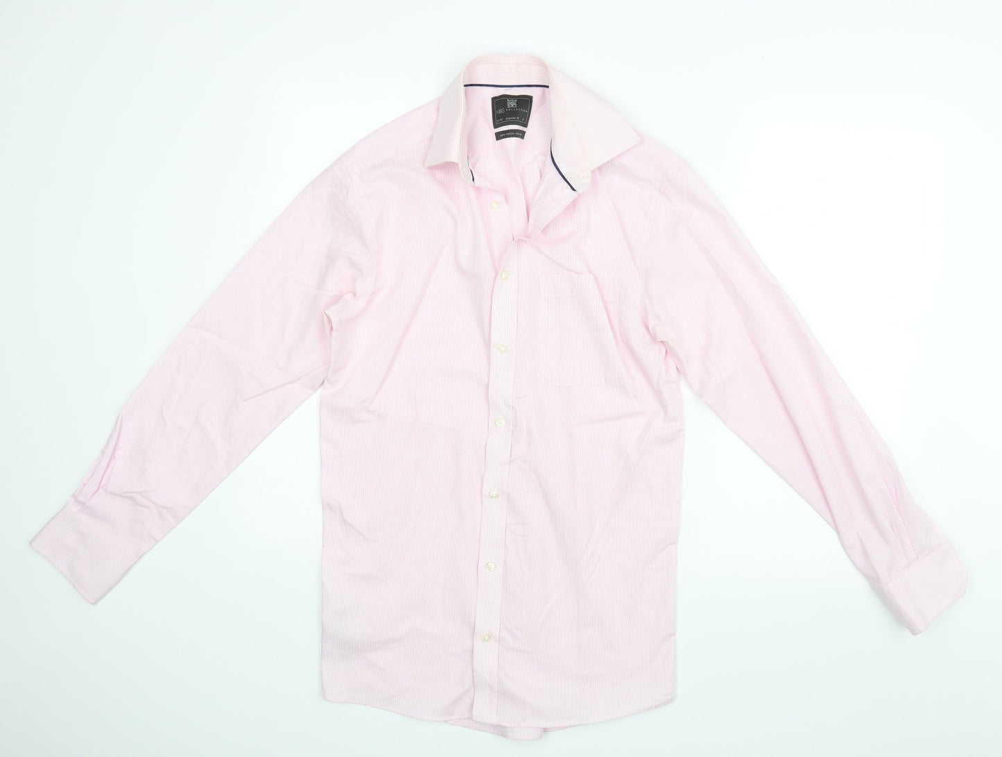 Mens UK Collar Size 14 M&S Smart Pink  Dress Shirt