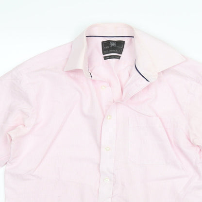 Mens UK Collar Size 14 M&S Smart Pink  Dress Shirt