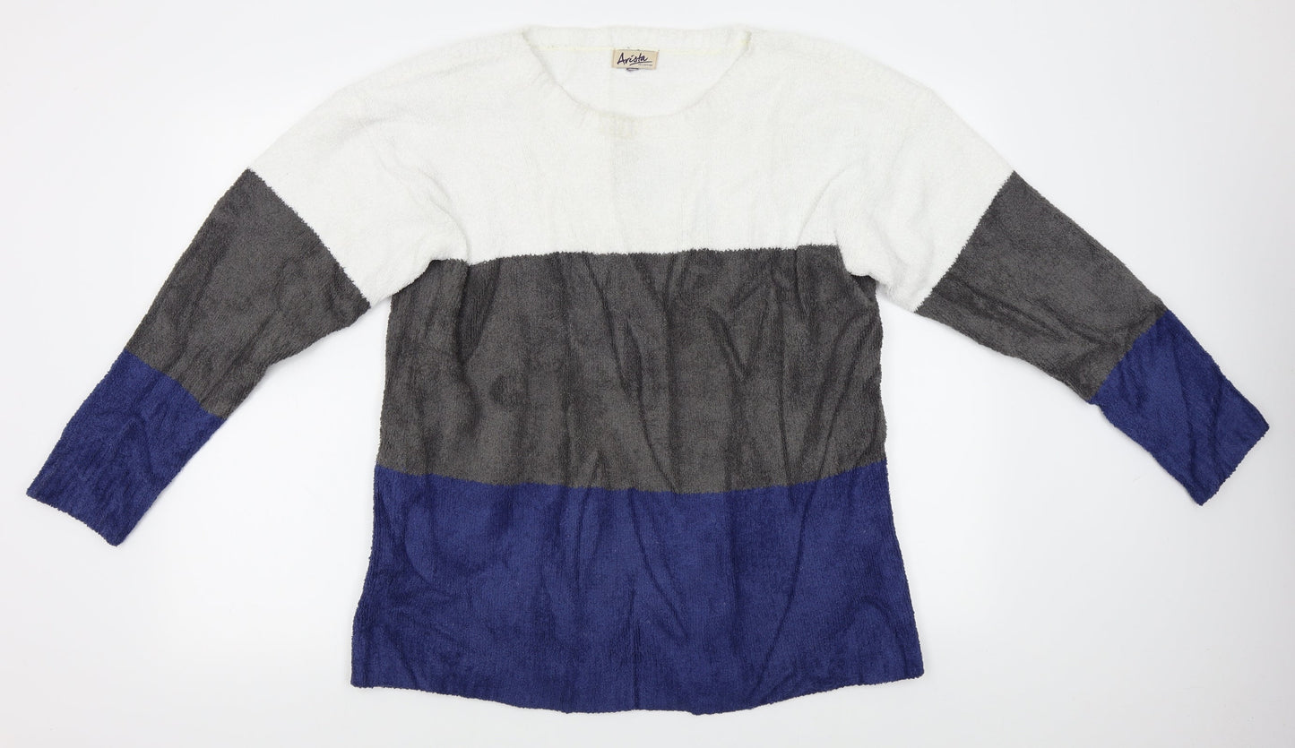 Arista Womens Grey Striped  Pullover Jumper Size 18