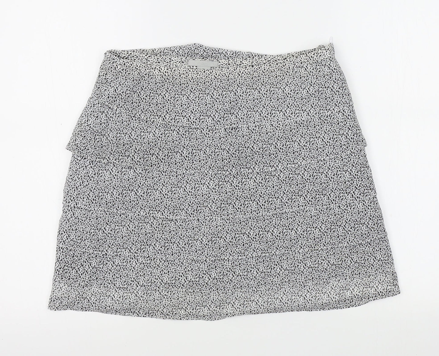 H&M Womens Grey Animal Print  A-Line Skirt Size 10  - layered
