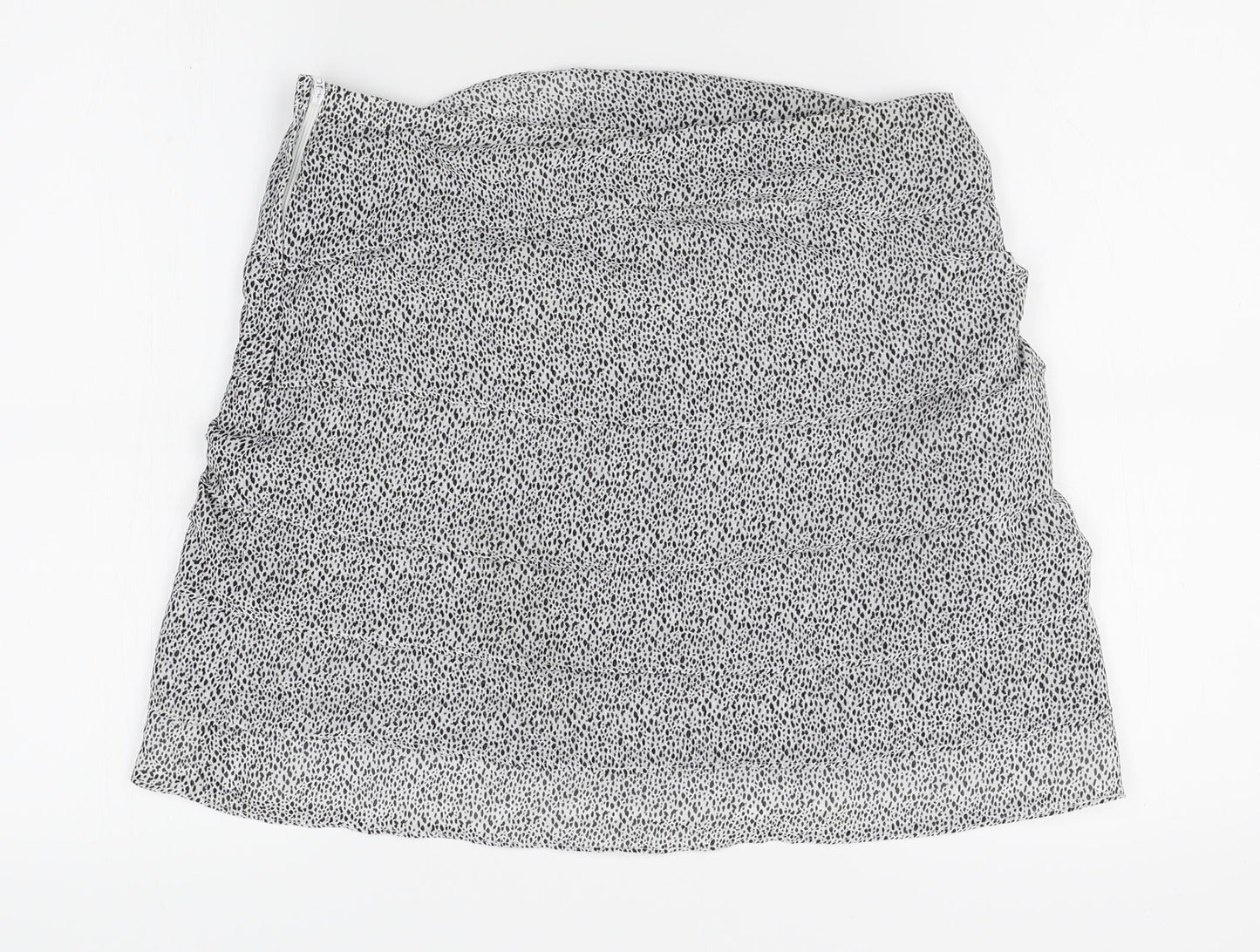 H&M Womens Grey Animal Print  A-Line Skirt Size 10  - layered