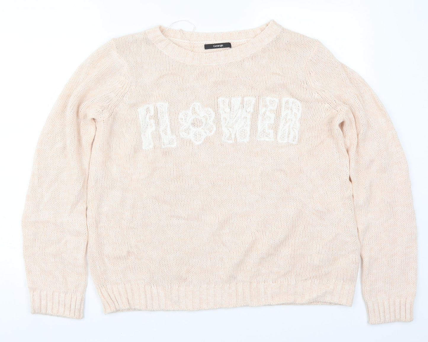 George Womens Pink  Knit Pullover Jumper Size 14  - Flower
