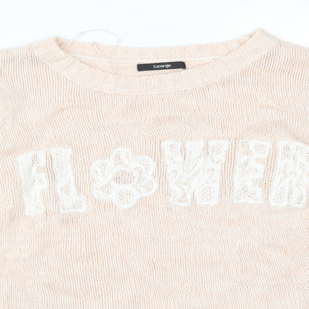 George Womens Pink  Knit Pullover Jumper Size 14  - Flower