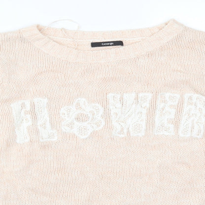George Womens Pink  Knit Pullover Jumper Size 14  - Flower