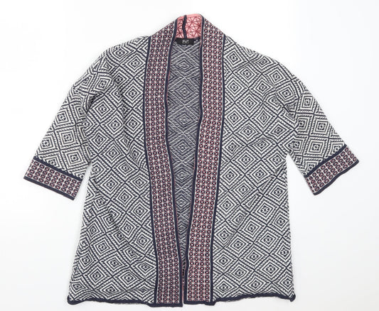 F&F Womens Blue Geometric  Cardigan Jumper Size 6