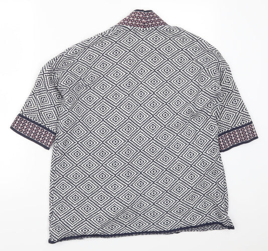 F&F Womens Blue Geometric  Cardigan Jumper Size 6