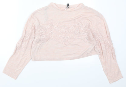 H&M Womens Pink  Lace Basic T-Shirt Size XS