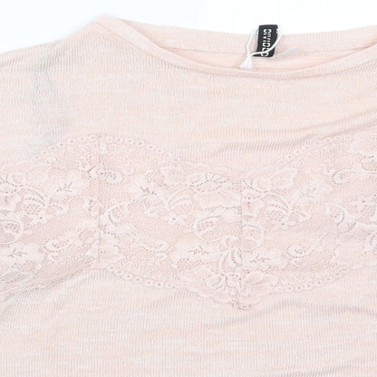 H&M Womens Pink  Lace Basic T-Shirt Size XS