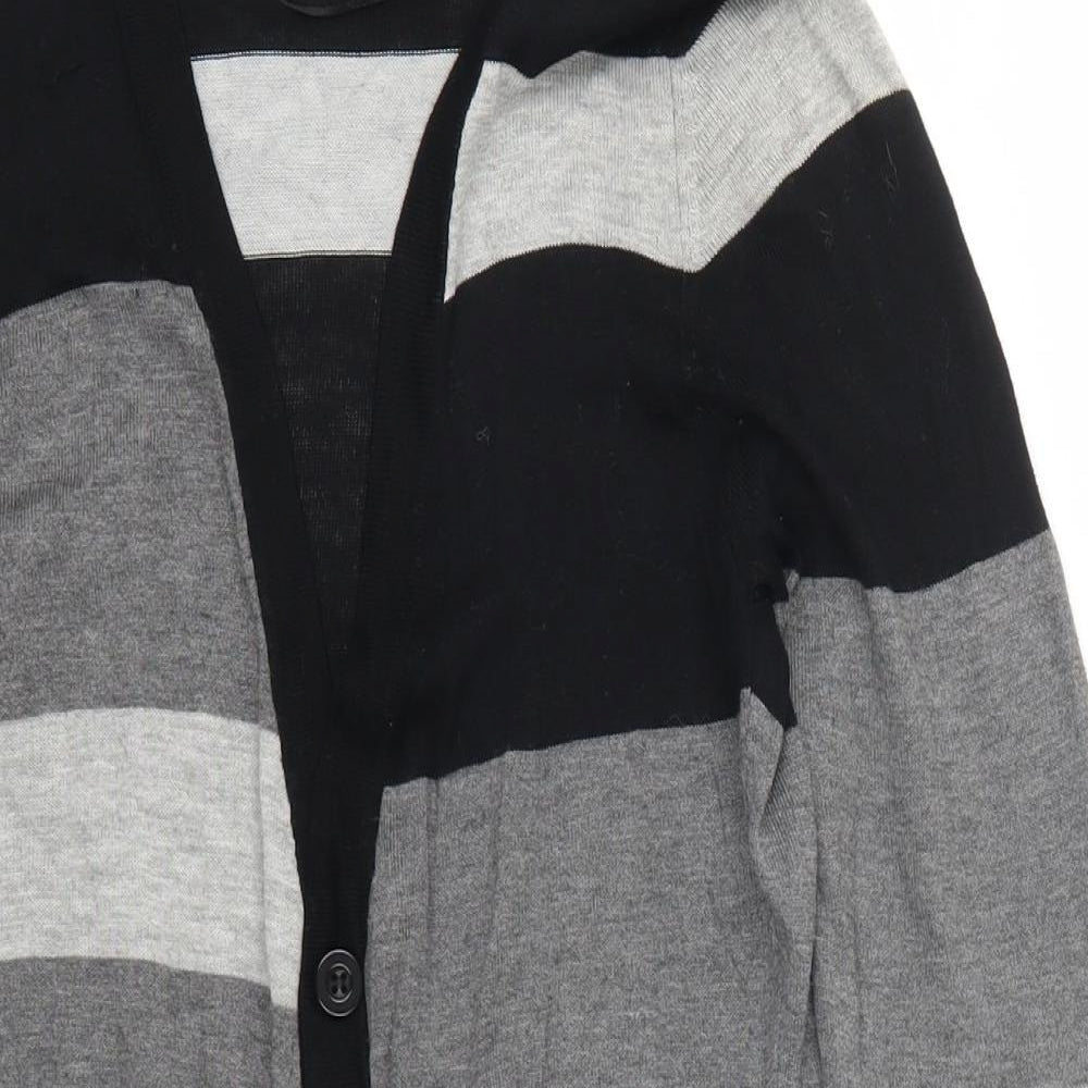 Femme Womens Grey Striped  Cardigan Jumper Size 8