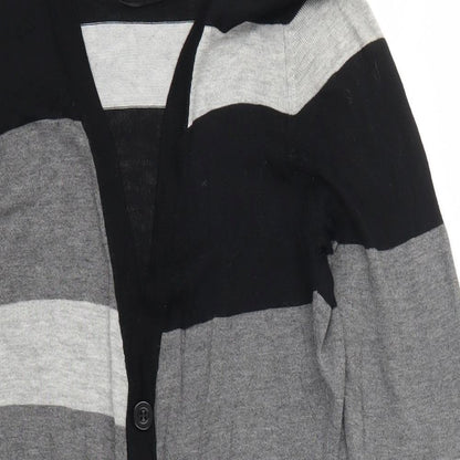 Femme Womens Grey Striped  Cardigan Jumper Size 8