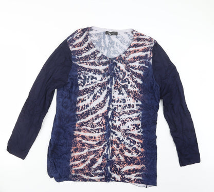 Rinatti Womens Blue Geometric Knit Cardigan Jumper Size XL