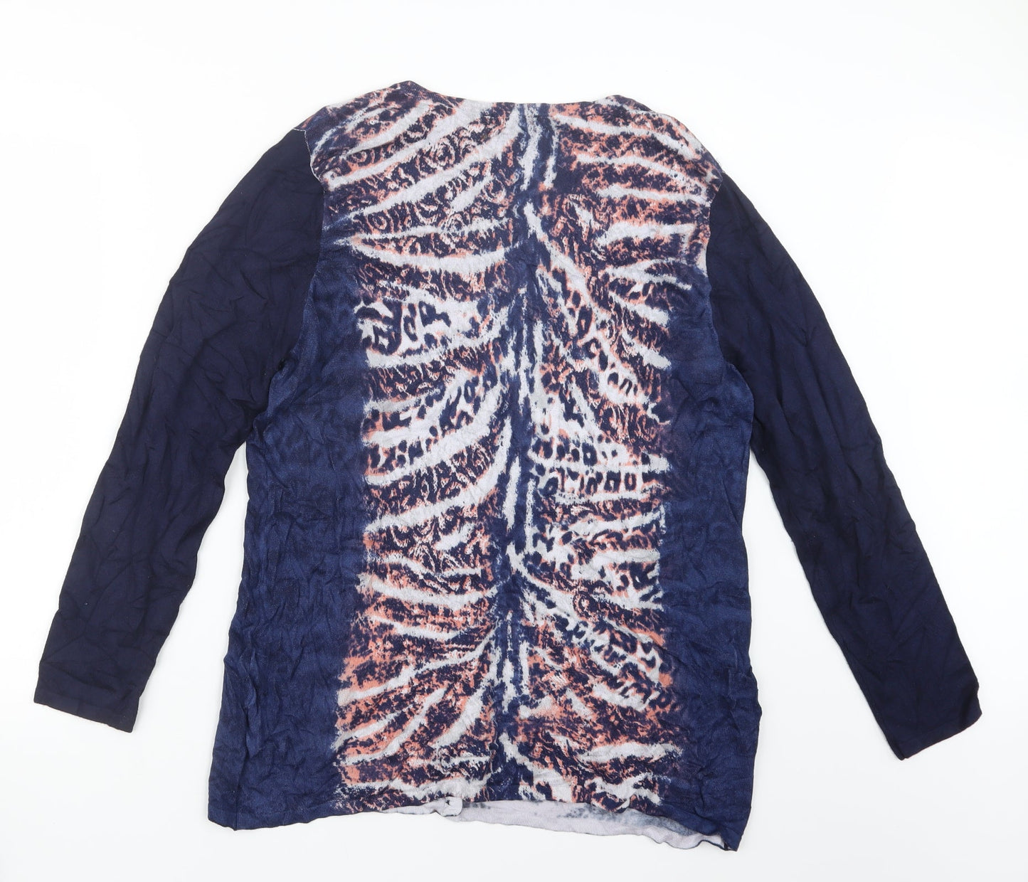 Rinatti Womens Blue Geometric Knit Cardigan Jumper Size XL