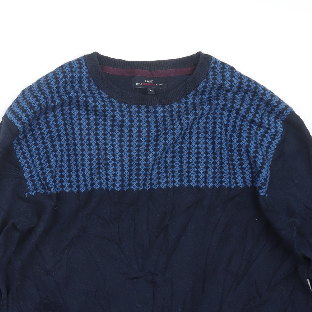 Easy Mens Blue  Knit Pullover Jumper Size M
