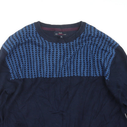 Easy Mens Blue  Knit Pullover Jumper Size M