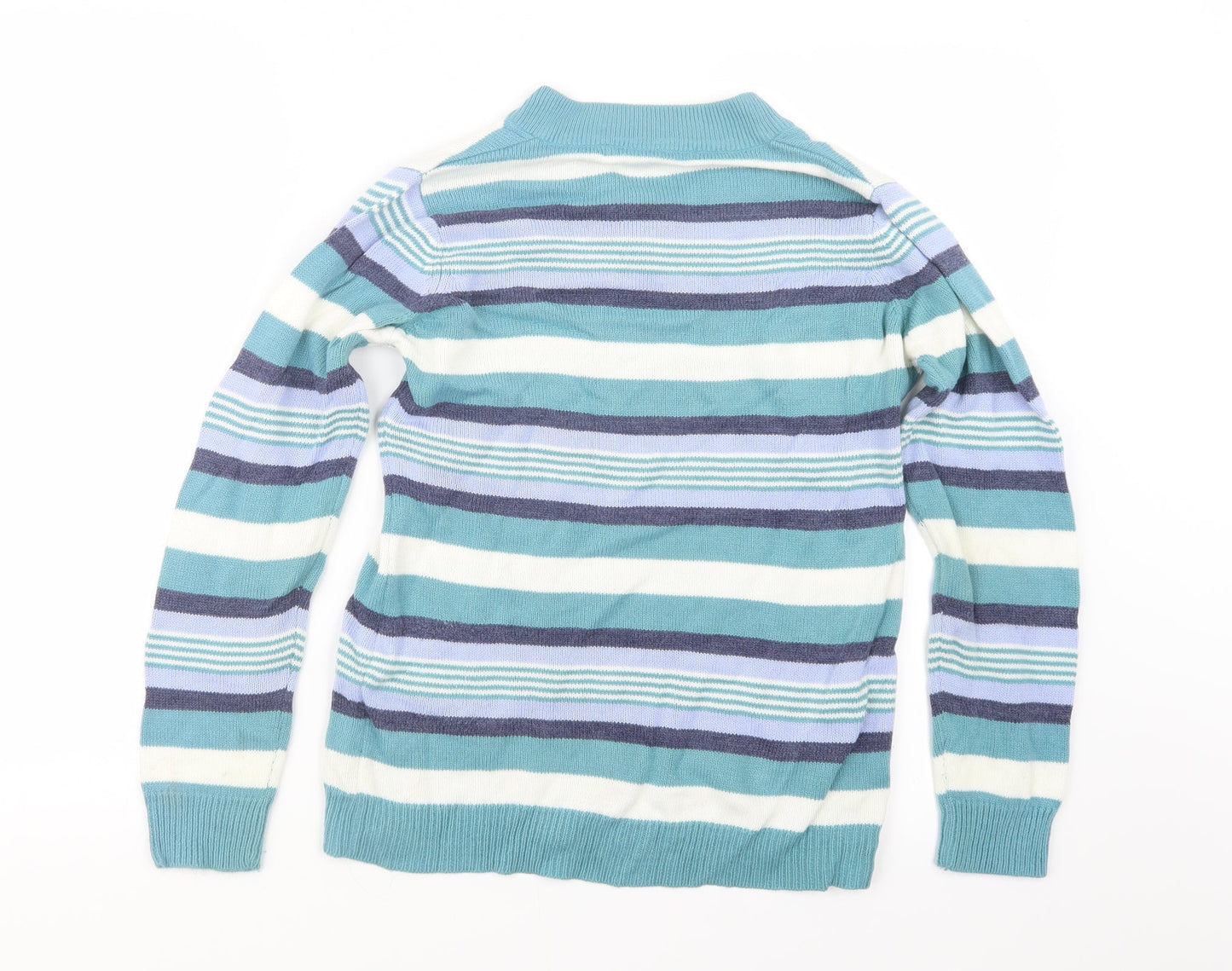 EWM Womens Blue Striped Knit Pullover Jumper Size 10