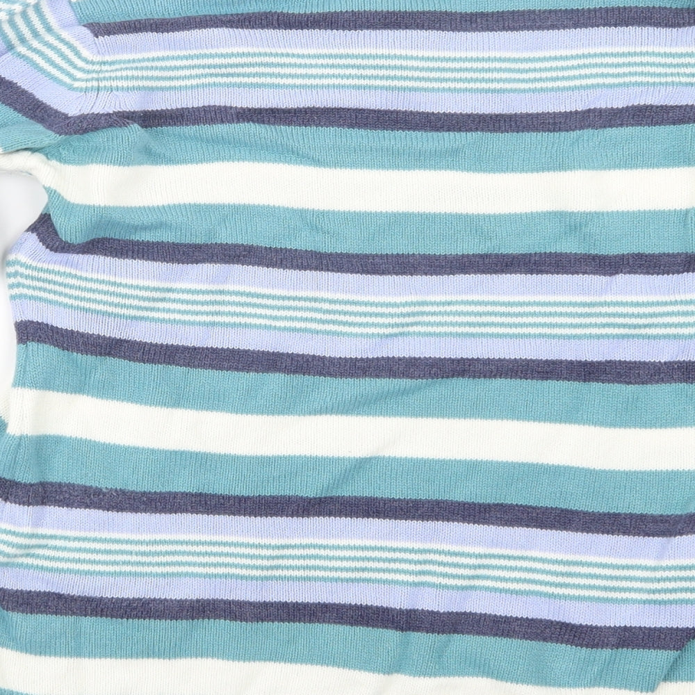 EWM Womens Blue Striped Knit Pullover Jumper Size 10