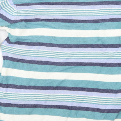 EWM Womens Blue Striped Knit Pullover Jumper Size 10