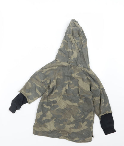 NEXT Boys Green Camouflage  Pullover Hoodie Size 4 Years