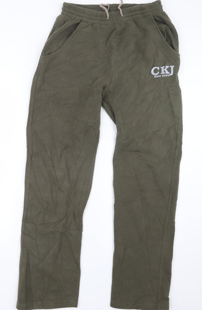 Womens UK Size 2XL Preworn Regular Fit Jogger Green Trousers