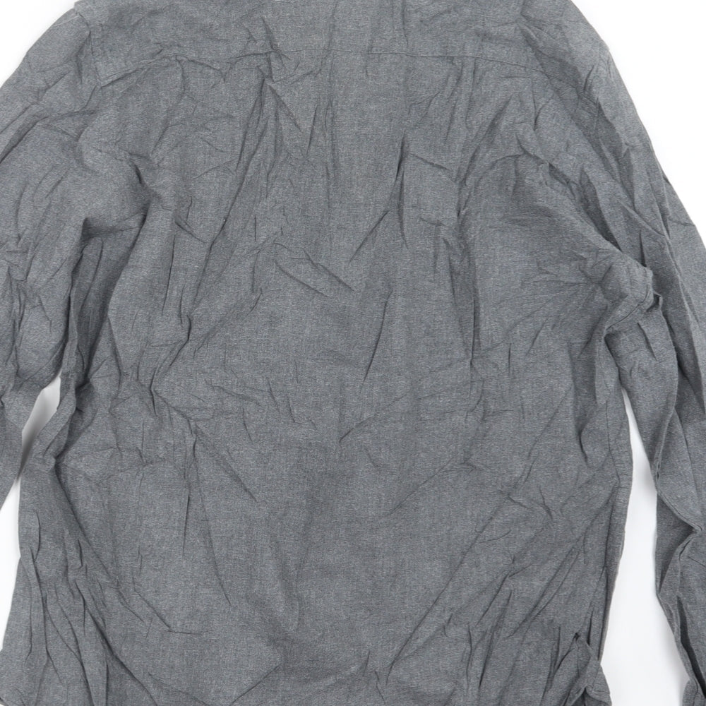 Mens UK Size L Easy Grey  Button-Up Long Sleeve Casual Shirt