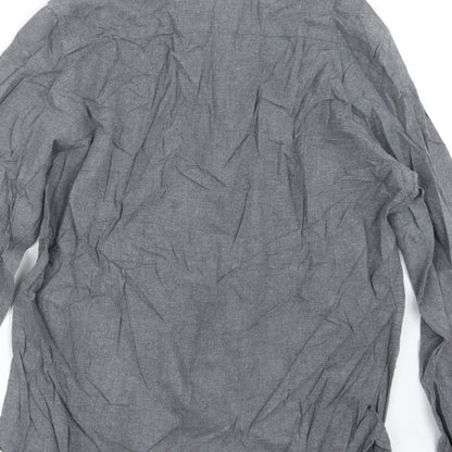Mens UK Size L Easy Grey  Button-Up Long Sleeve Casual Shirt