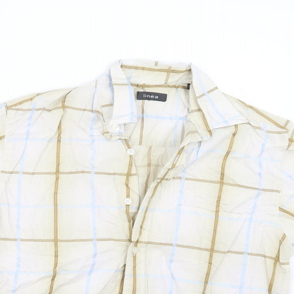 Mens UK Size S Linea Blue  Button-Up Short Sleeve Casual Shirt