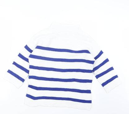 TU Womens White Striped Knit Pullover Jumper Size 10