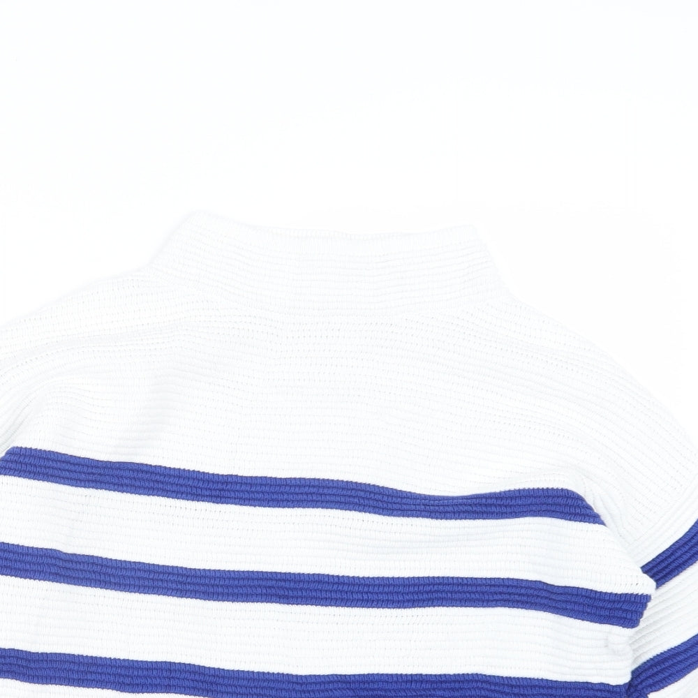 TU Womens White Striped Knit Pullover Jumper Size 10