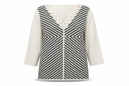 Casamia Womens White Striped Knit Pullover Jumper Size S