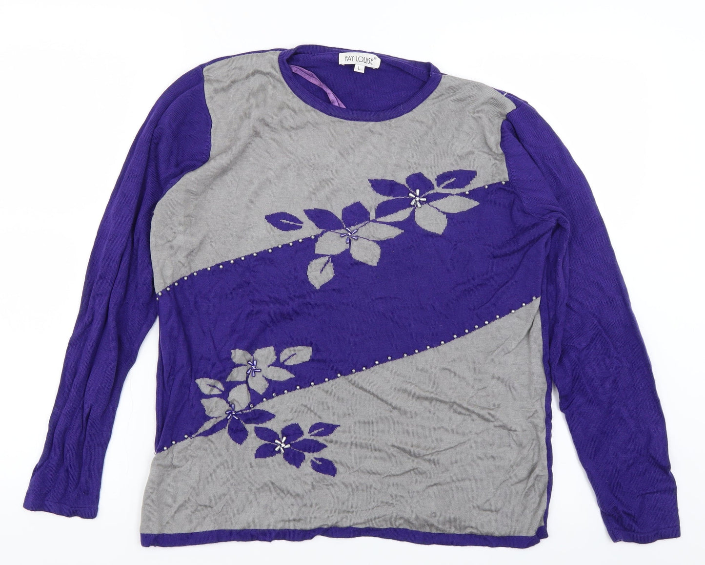 Womens UK Size L Fay Louise Purple Pullover Jumper