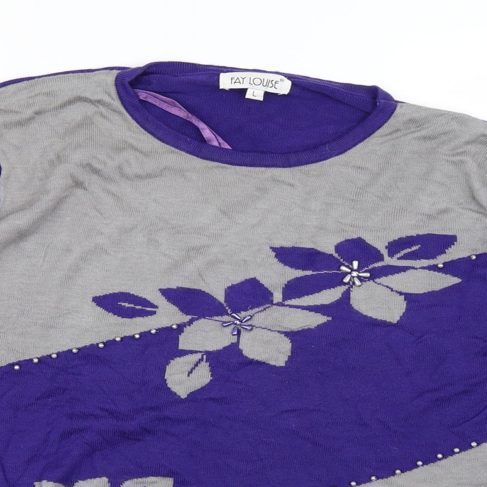 Womens UK Size L Fay Louise Purple Pullover Jumper