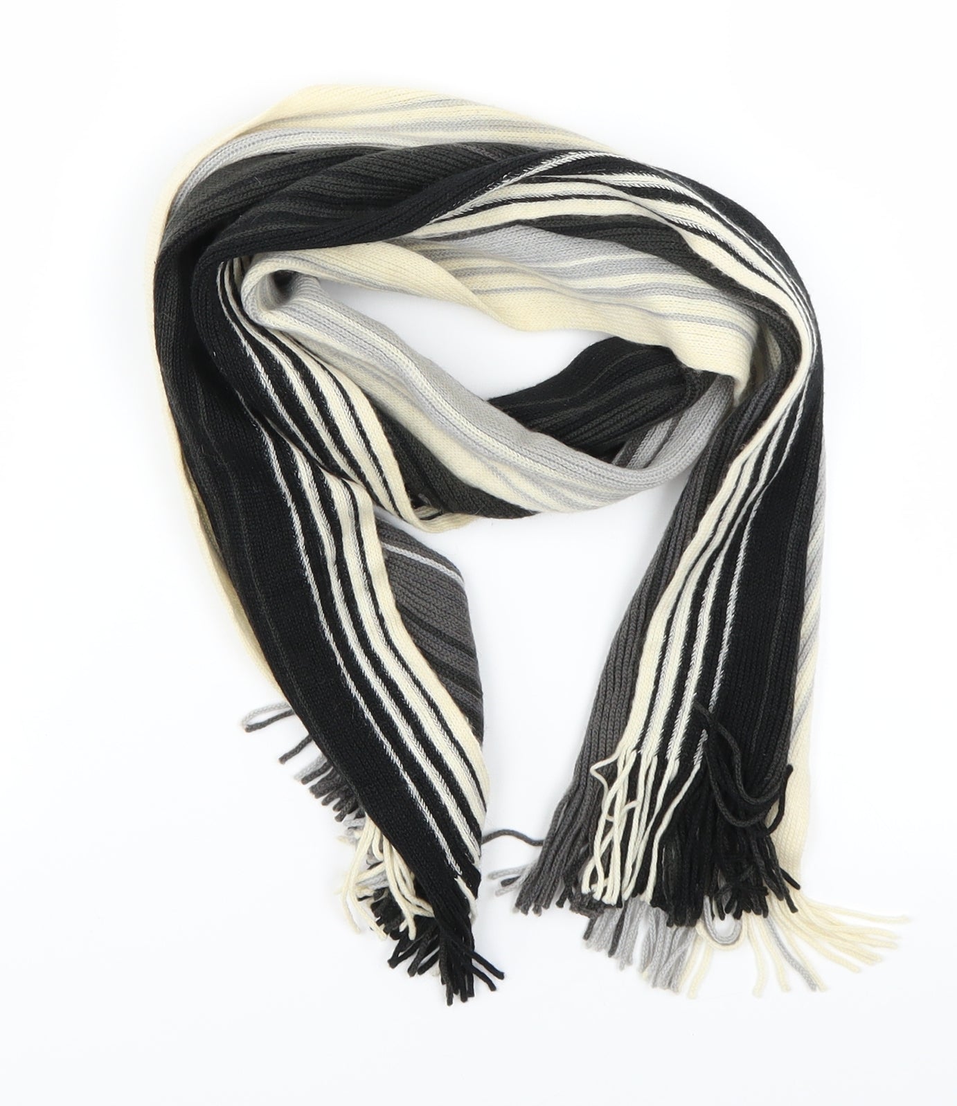 H&M Mens Grey Striped  Scarf  One Size