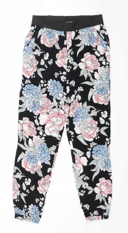 Select Womens Black Floral  Trousers  Size 10 L26 in