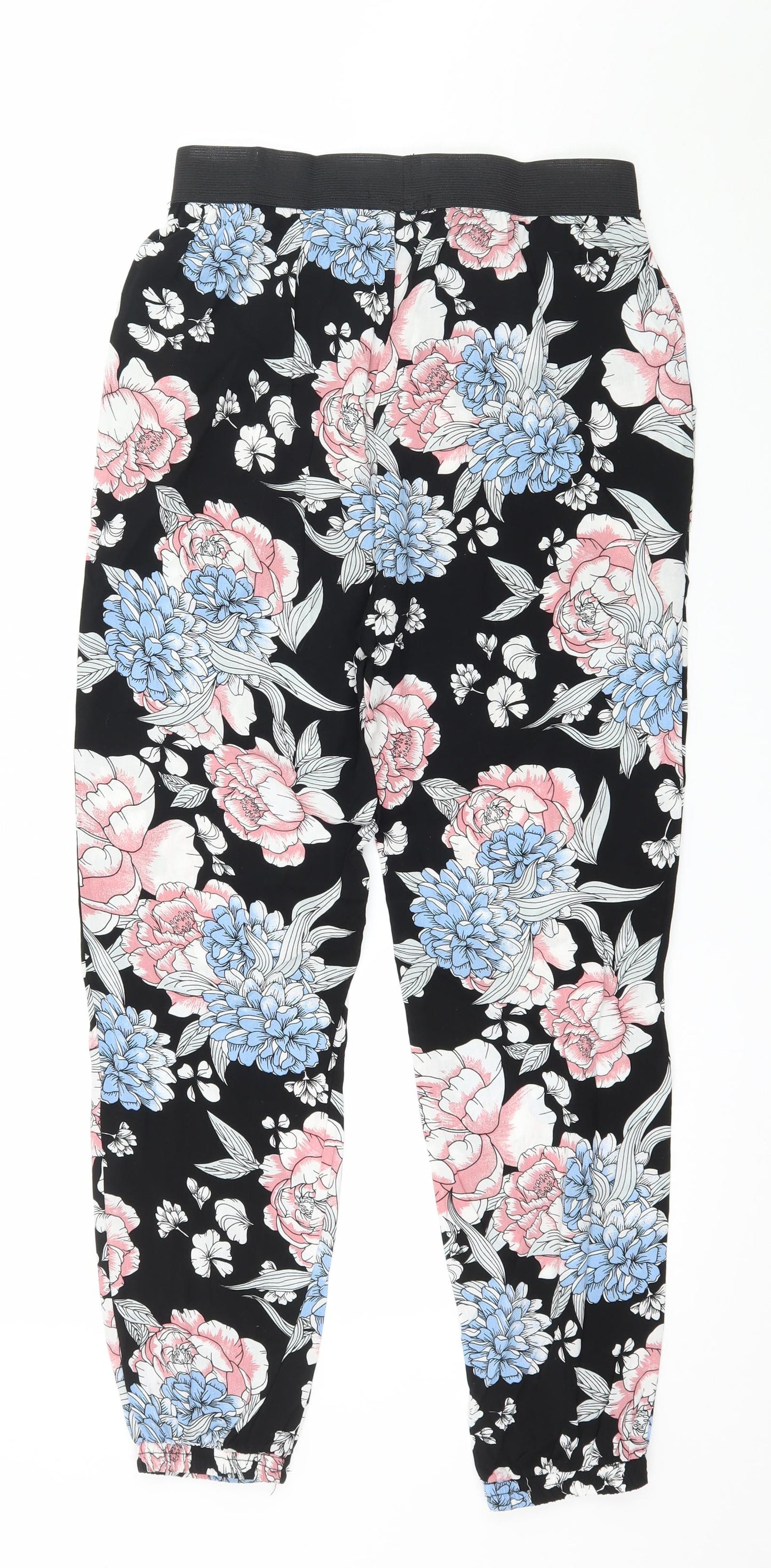 Select Womens Black Floral  Trousers  Size 10 L26 in