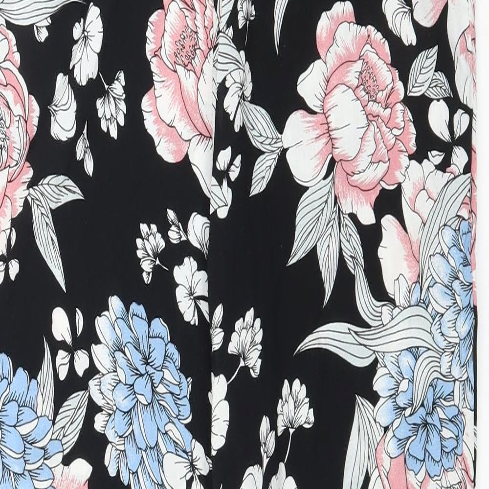 Select Womens Black Floral  Trousers  Size 10 L26 in